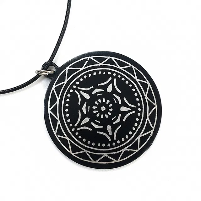 Bidriware Silver Inlay Mandala Pendant