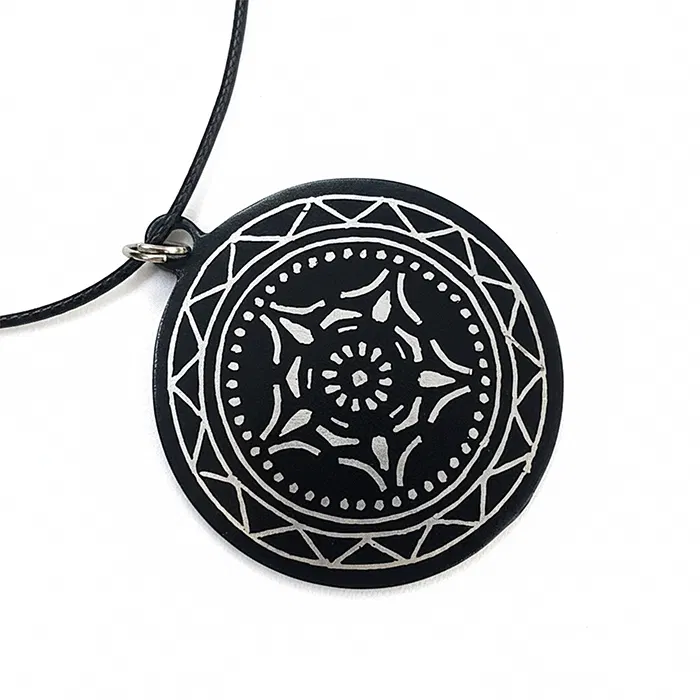 Bidriware Silver Inlay Mandala Pendant