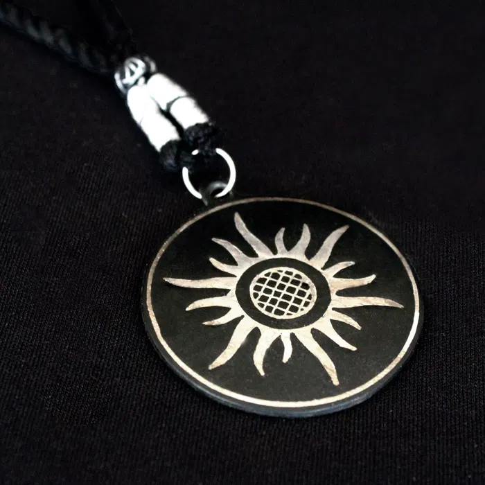 Bidriware Silver Inlay Sun Pendant
