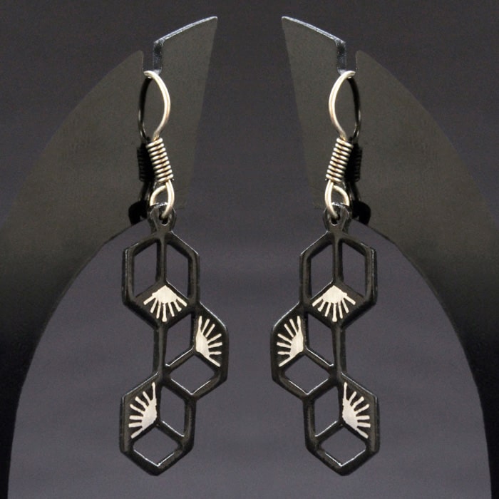 Bidriware Silver Inlay Symmetric Earring