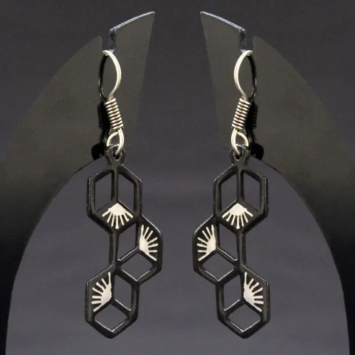 Bidriware Silver Inlay Symmetric Earring