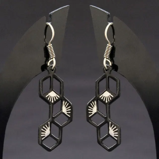 Bidriware Silver Inlay Symmetric Earring
