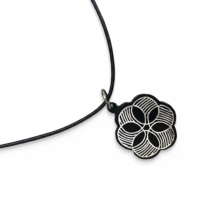 Bidriware Silver Inlay 6 Circles Pendant