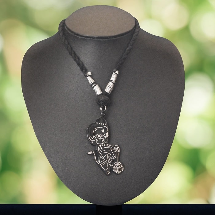 Bidriware Silver Inlay Hanuman Pendant