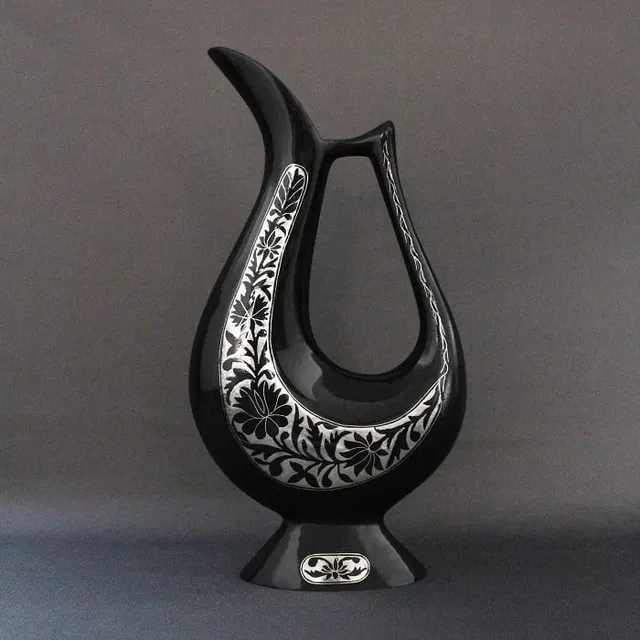 Bidriware Silver Inlay Floral Jug