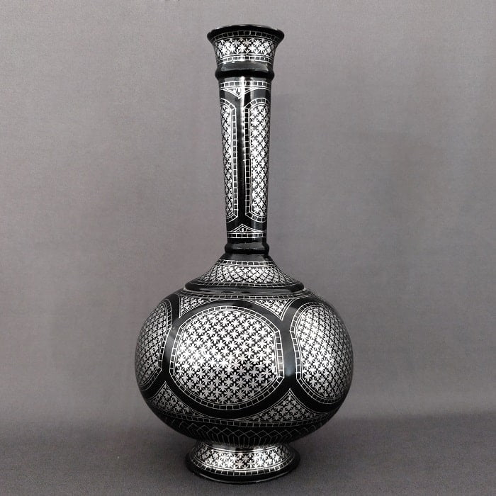 Bidriware Silver Inlay Grandeur Big Flower Vase