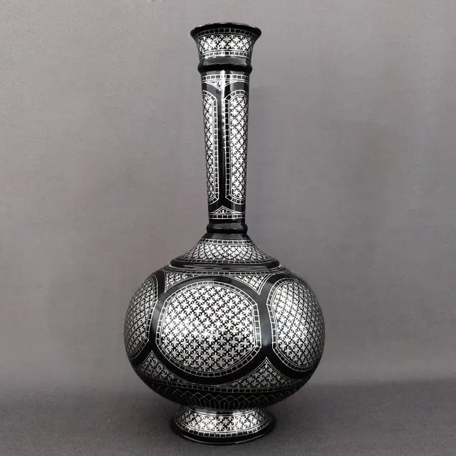 Bidriware Silver Inlay Grandeur Big Flower Vase