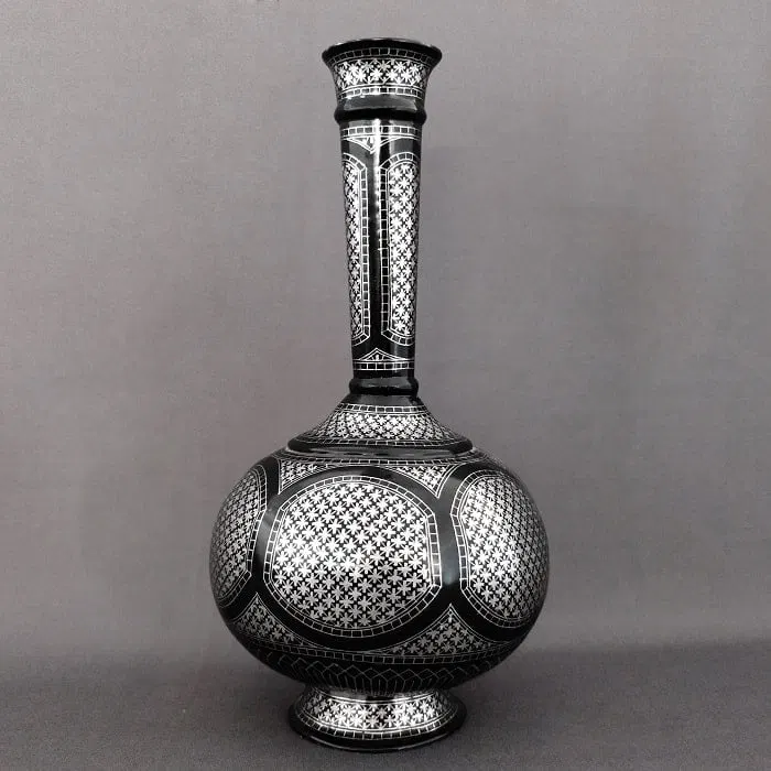 Bidriware Silver Inlay Grandeur Big Flower Vase