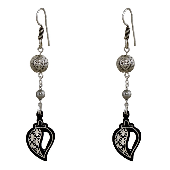Bidriware Silver Inlay Conch Earring