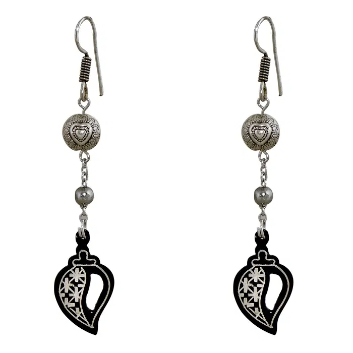Bidriware Silver Inlay Conch Earring