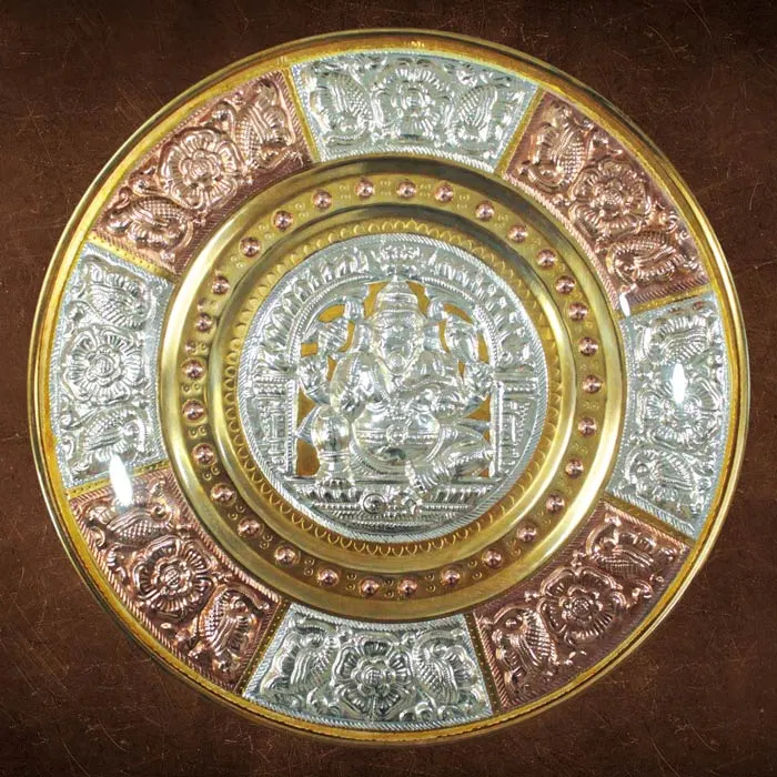 Lord Vinayaka Tri-Metal Thanjavur Art Plate (7 to 16 Inches)