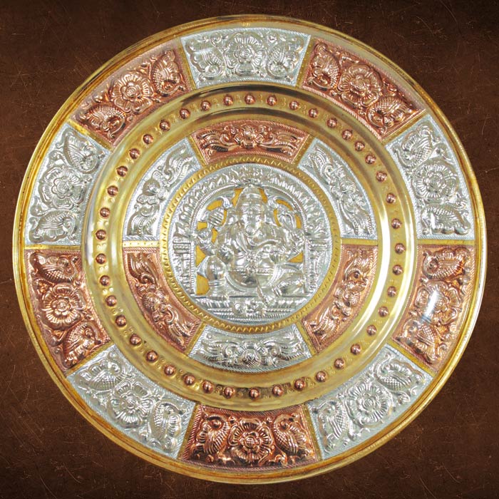 Lord Vinayaka Tri-Metal Thanjavur Art Plate (7 to 16 Inches)