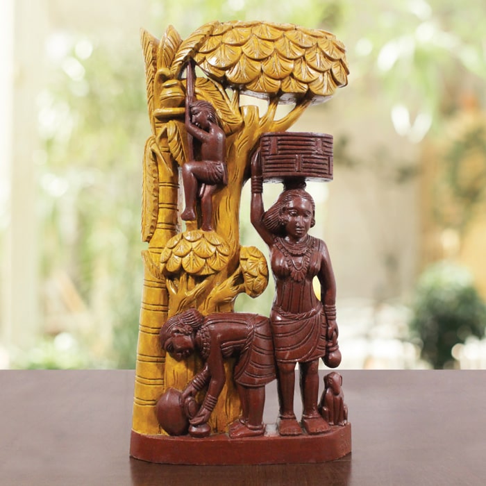 Bastar Wooden Handmade Salfi Bechne Wali Artwork