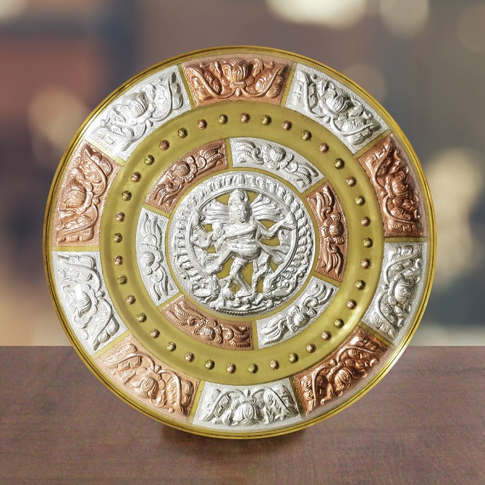Nataraja Tri-Metal Thanjavur Art Plate (16 Inch)