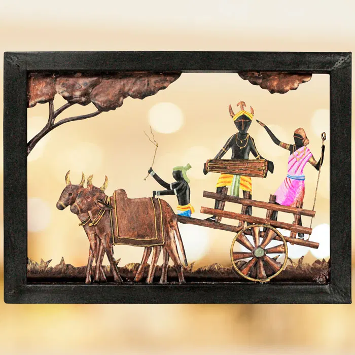 Bastar Iron Craft - Bullock Cart Theme (18x13)Inch