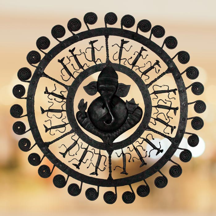 Iron Craft - Ganesha Wall Decor (18 Inch Dia)