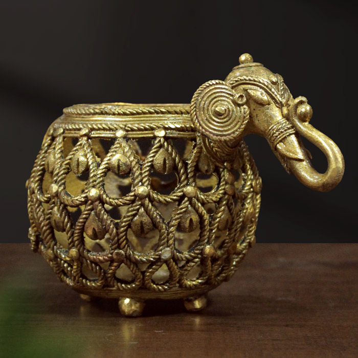Bastar Dhokra Art Elephant Pen Stand