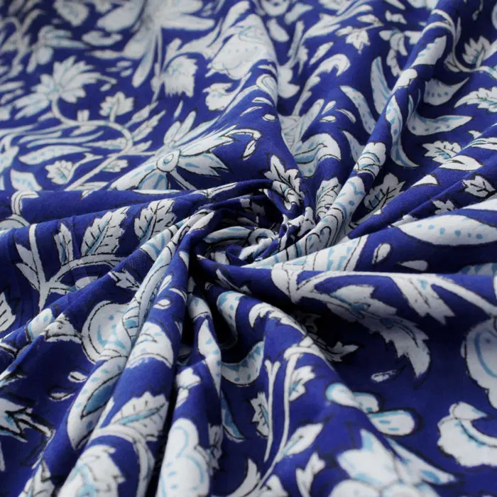 Pink Floral Scale Pattern Hand Block Printed Running Material