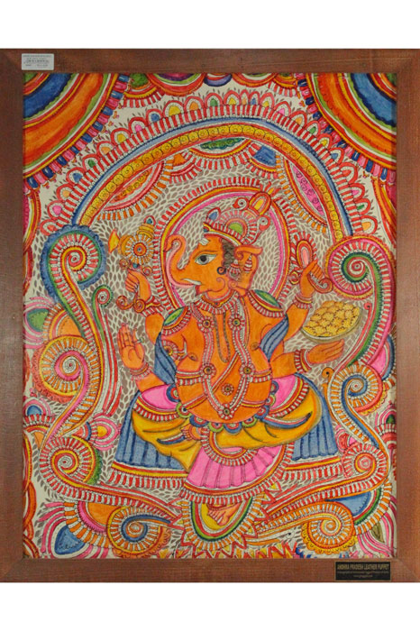 AP Leather Puppet Ganesha Wall Hanging