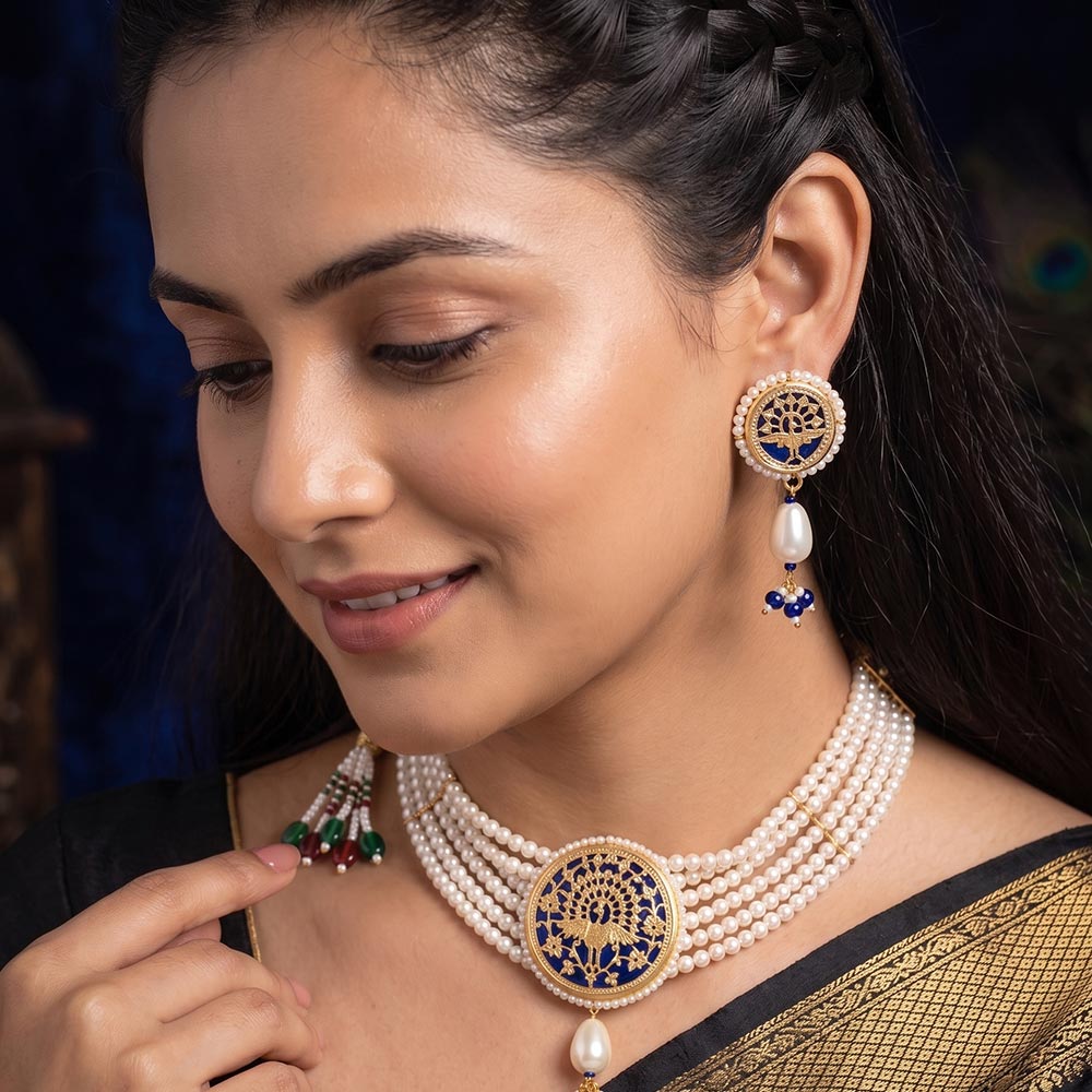Choker Pattern 23kt Thewa Gold Jewellery Set