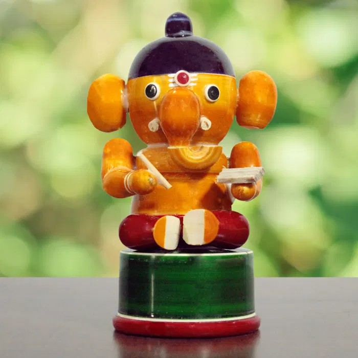 Etikoppaka Wooden Vidya Ganesha (5 Inches)