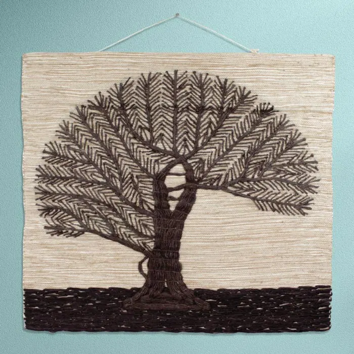 Big Banyan Tree Themed Jute Handmade Wall Hanging (40*36) Inches