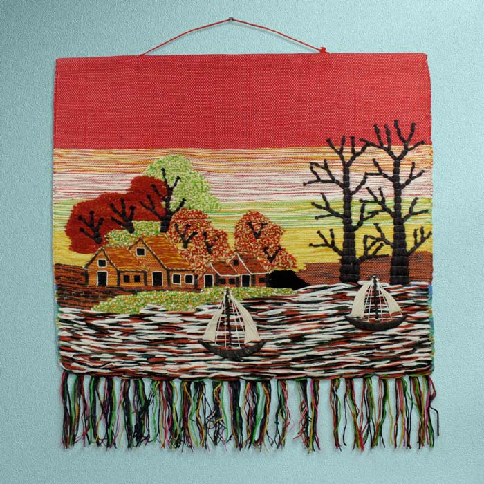 River Side Themed Jute Handmade Wall Hanging (40*32) Inches