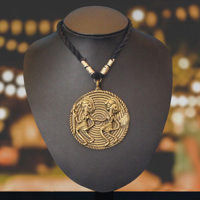 Bastar Dhokra Art Two Tribal Dance Pendant