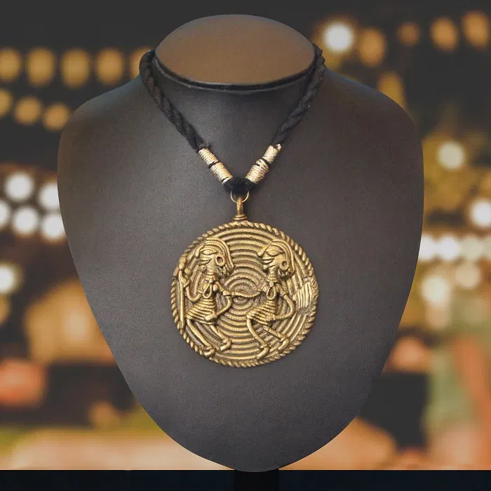 Bastar Dhokra Art Two Tribal Dance Pendant