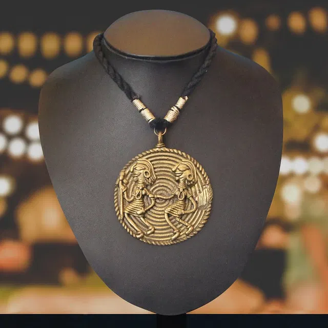 Bastar Dhokra Art Two Tribal Dance Pendant