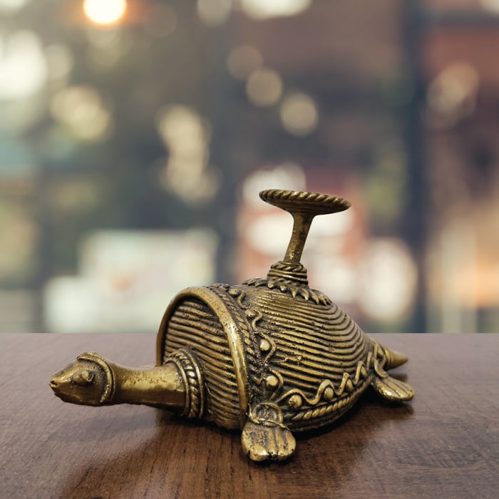 Bastar Dhokra Art Turtle Candle Stand