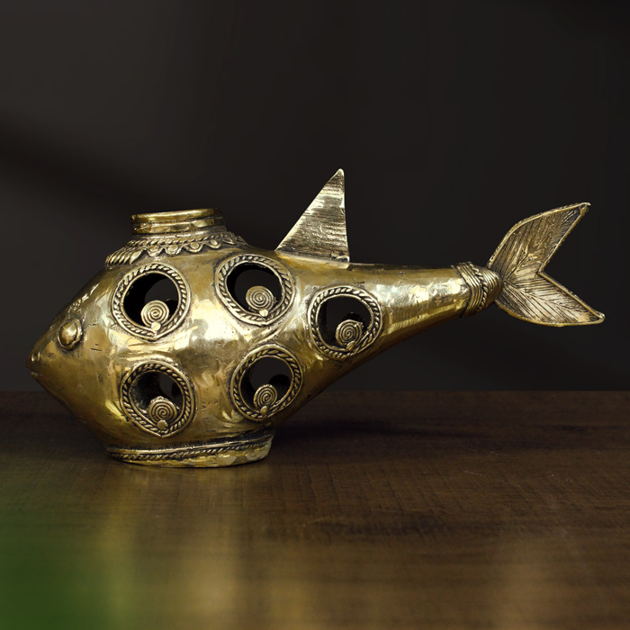 Bastar Dhokra Art Fish Candle Holder