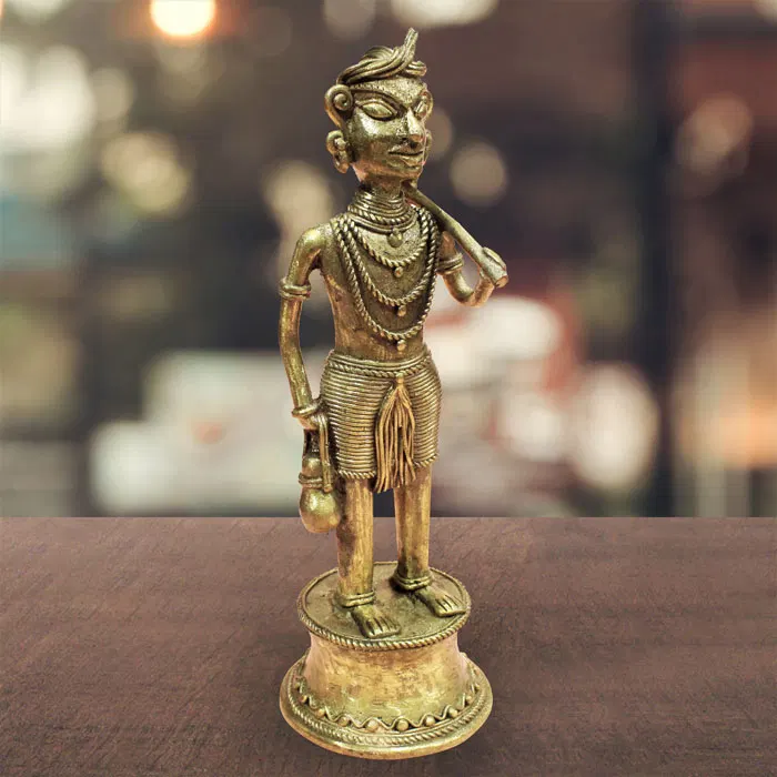 Bastar Dhokra Art - Hunting Tribal Showpiece (11.5 Inches)