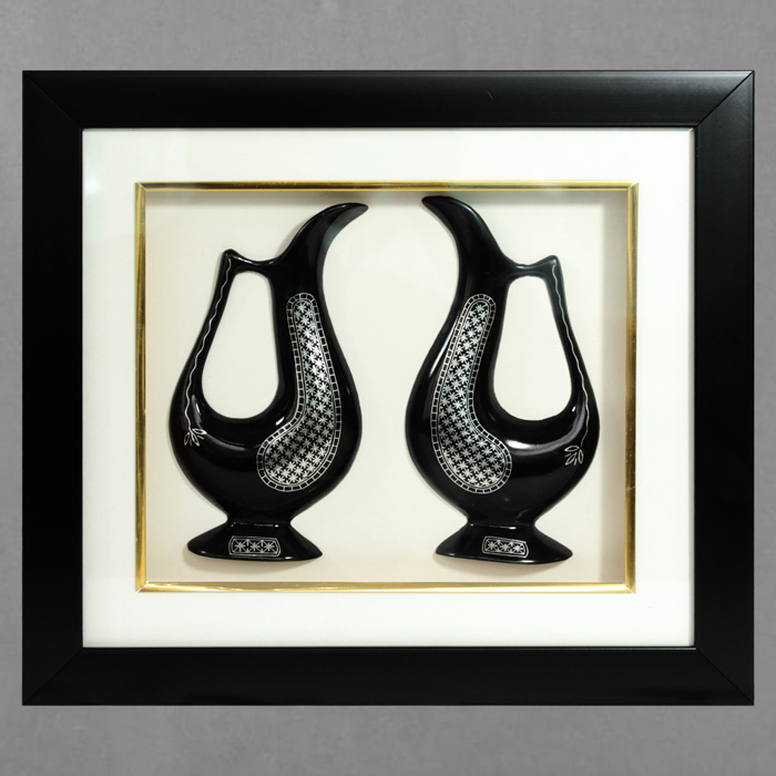 Bidriware Silver Inlay Dual Jug Frame