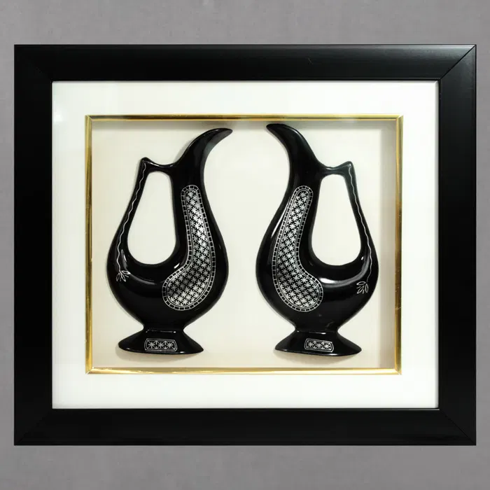 Bidriware Silver Inlay Dual Jug Frame