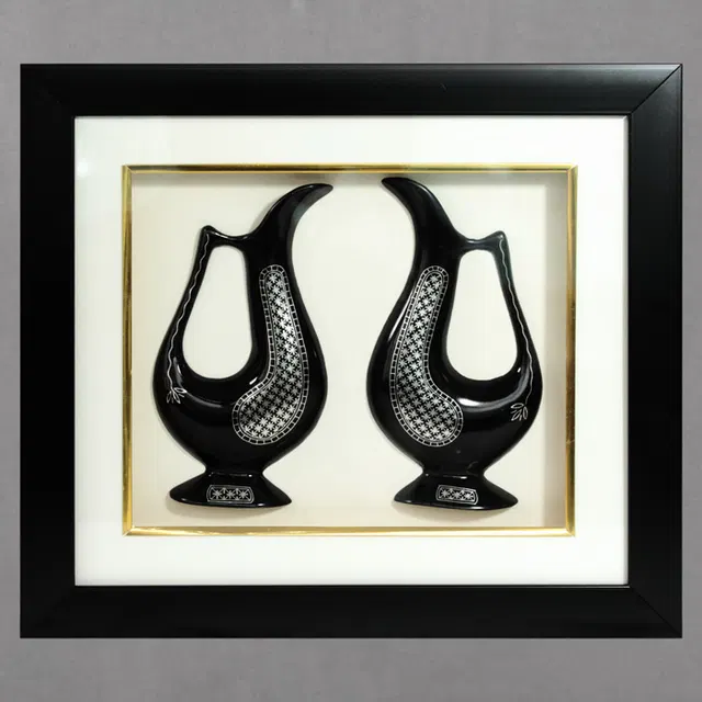 Bidriware Silver Inlay Dual Jug Frame