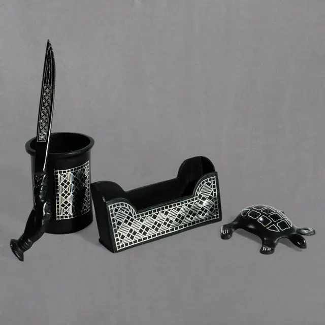 Bidriware Silver Inlay Office Set