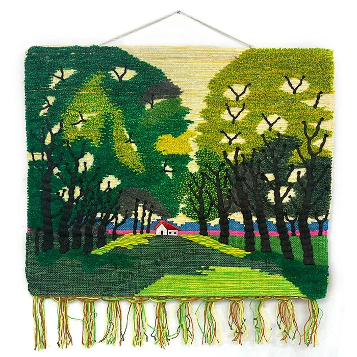 Small House In Forest Ghazipur Pure Jute Handmade Wall Hanging (38*34) Inches