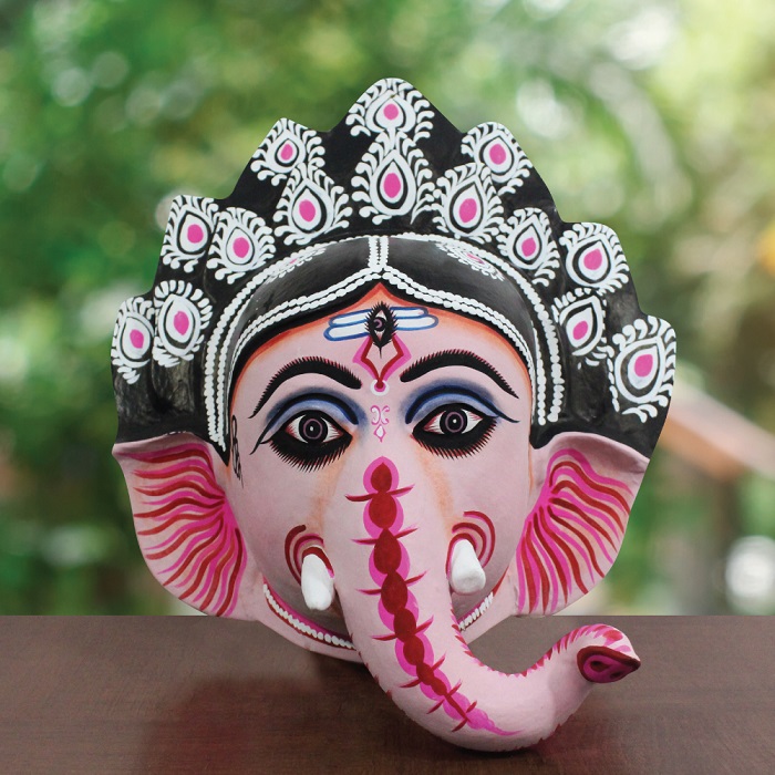 Black-Pink Ganesha Chau Mask (1.5 Ft)