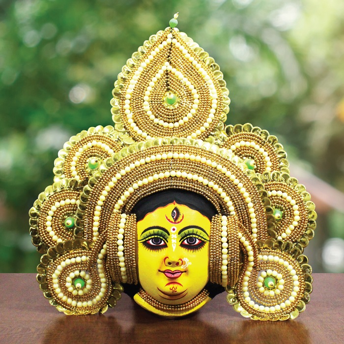 Golden Devi Chau Mask - Tharkozi Design (2 Ft)