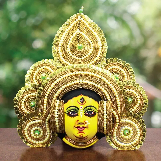 Golden Devi Chau Mask - Tharkozi Design (2 Ft)