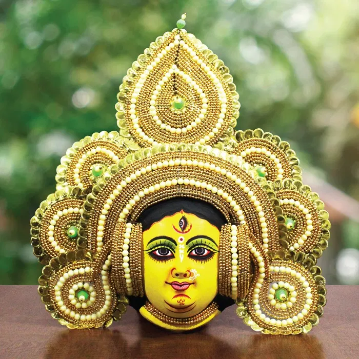 Golden Devi Chau Mask - Tharkozi Design (2 Ft)