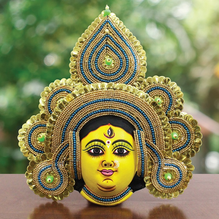 Golden Devi Chau Mask - Tharkozi Design (1.5 Ft)