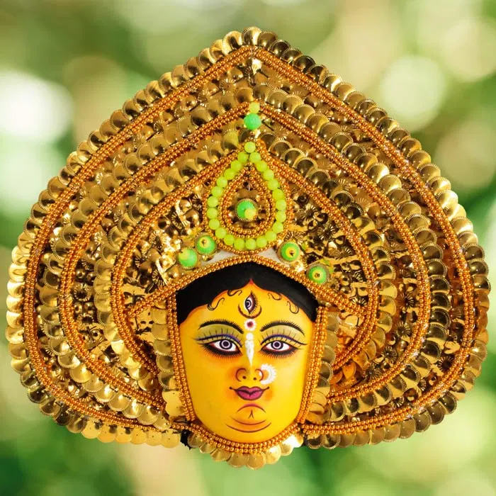 Golden Devi Chau Mask - Leaf Design (1.3 Ft)