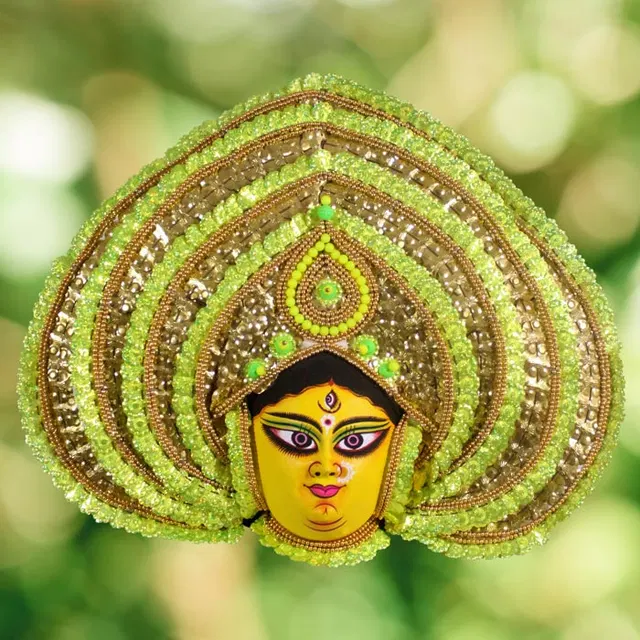 Green Devi Chau Mask Leaf Design (22 Inches)