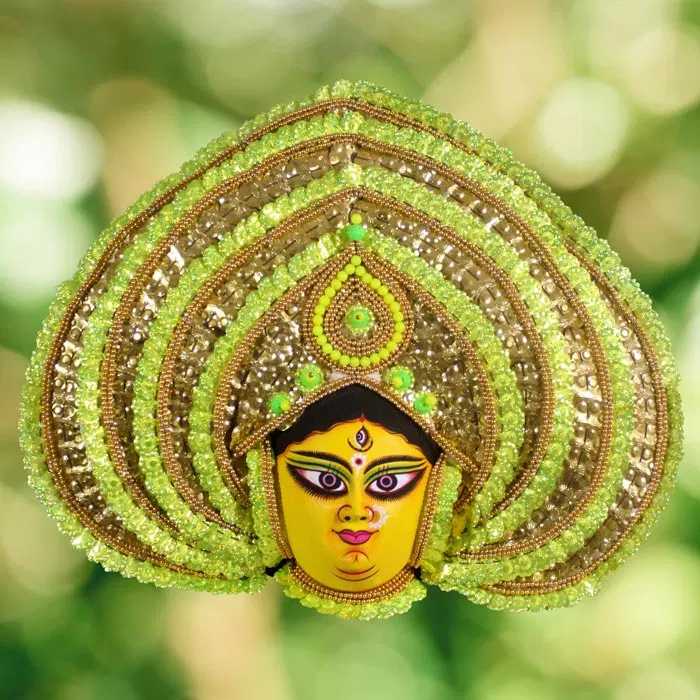 Green Devi Chau Mask Leaf Design (22 Inches)