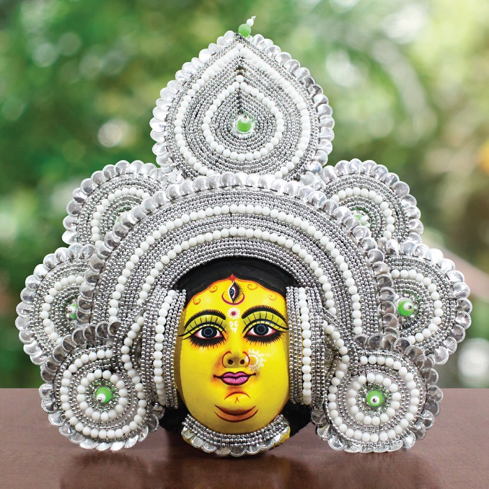 Silver Devi Chau Mask Feather Design (2 Ft)