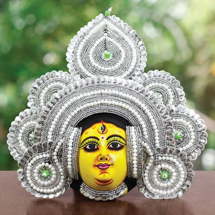 Silver Devi Chau Mask Feather Design (2 Ft)