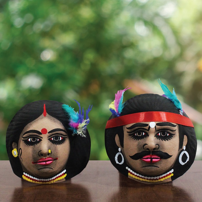 Tribal Couple Chau Mask (7 Inch Dia)