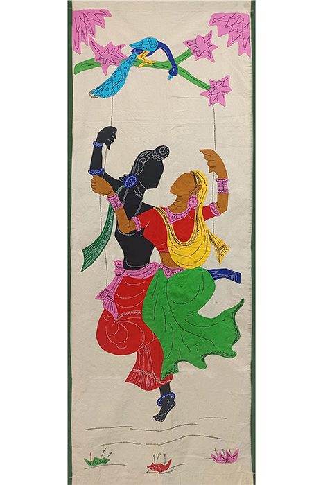 Pipli Applique Work Radha-Krishna on Swing (1.6x4.3) feet